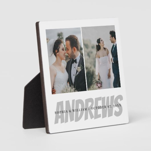 Collage photo Mariage personnalisé Plaque Élégante (Recto)