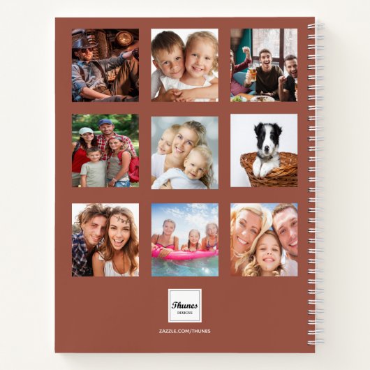 Collage photo marron monogramme journal moderne (Dos)