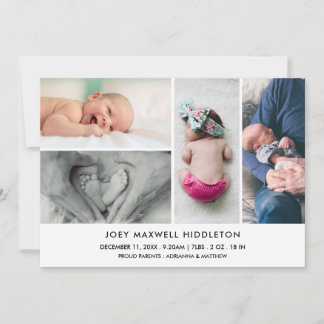 Collage photo minimal faire-part de naissance