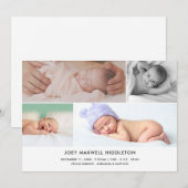 Collage photo minimal faire-part de naissance (Devant / Derrière)
