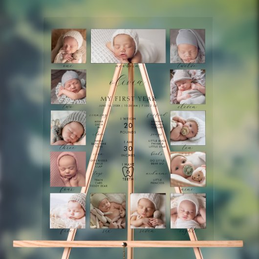 Collage photo minimaliste de 1er anniversaire (Neutre)