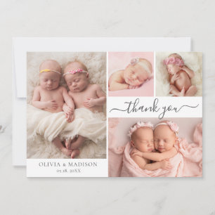 Collage Photo Moderne Filles Jumelles Bébé Merci