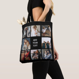Collage photo modifiable Sac fourre-tout noir
