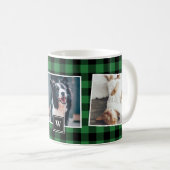 Collage photo Motif à plaid vert Monogramme Mug (Devant droit)