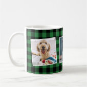 Collage photo Motif à plaid vert Monogramme Mug (Gauche)