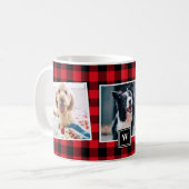 Collage photo Motif rouge Monogramme Mug (Devant gauche)