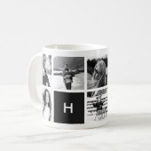 Collage photo noir et blanc Monogramme Mug (Devant gauche)