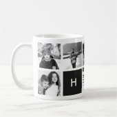 Collage photo noir et blanc Monogramme Mug (Gauche)