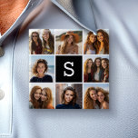 Collage photo noir et blanc Monogramme personnalis<br><div class="desc">Vous pouvez utiliser des photos Instagram pour cette conception. Utilisez 8 photos carrés pour créer un cadeau unique et personnel. Ou vous pouvez garder le chiot hipster et faire un gardien branché. Si vous avez besoin d'ajuster les images,  cliquez sur l'outil personnaliser pour apporter des modifications.</div>