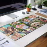 Collage photo personnalisé<br><div class="desc">Éclairez votre espace de travail avec ce tapis de bureau personnalisé moderne avec un collage de 9 photos préférées de famille,  amis,  animaux de compagnie,  souvenirs,  etc,  sur un arrière - plan noir.</div>