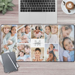 Collage photo personnalisé<br><div class="desc">Nom Initial Personnalisé Monogramme Photo Collage Desk Mat. Ajoutez une touche personnelle et élégante à votre espace de travail avec ce tapis de bureau personnalisé, parfait comme un accessoire de bureau ou un tapis de souris extra-large pour votre installation de travail à domicile. Le design comporte une lettre monogramme grise...</div>