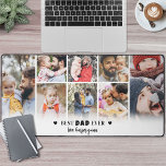 Collage photo personnalisé Best Papa<br><div class="desc">Collage personnalisé 'Best Papa Ever' 8-Photo Mat de bureau. Ce tapis de bureau personnalisé est conçu pour ajouter une touche personnelle et pratique à tout espace de travail. Un simple accent de coeur noir est placé en haut, avec un espace ci-dessous pour présenter les noms des enfants dans la police...</div>