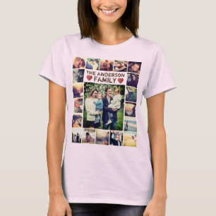 Collage photo personnalisé Coeurs et texte T-Shirt