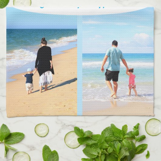 Collage photo personnalisé Serviette de cuisine Vo (Plié)