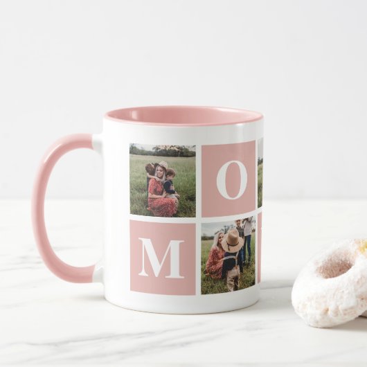 Collage photo rose et blanc Mommy Mug (Avec donut)