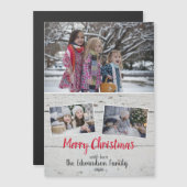 Collage photo rustique Joyeux Noël carte magnétiqu (Devant / Derrière)