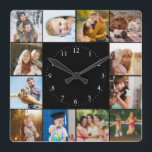 Collage photo simple et personnalisé<br><div class="desc">Simple et moderne collage photo Instagram, parfait pour 16 souvenirs préférés à être reconnaissable dans cette horloge murale de gardien au design minimaliste. Parfait comme un cadeau pour la famille ou les meilleurs amis, le réchauffement de la maison, ou les jeunes mariés, mais aussi un cadeau parfait pour vous-même, un...</div>
