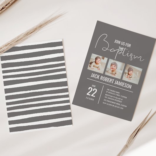 Collage photo tendance | Invitation baptême