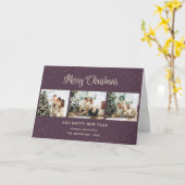 Collage photo violet moderne Joyeux Noël Cartes (Fleur jaune)