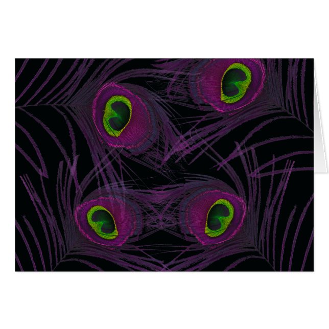 Collage pourpre et vert de plume de paon (Devant horizontal)