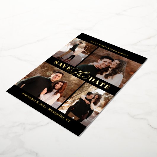 Collage Raffiné FOIL Wedding Enregistrer La Carte (Rotation)