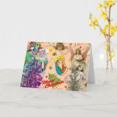 COLLAGE RETRO ANGELS KERSTBOOM KERST KAART (Gele Bloem)
