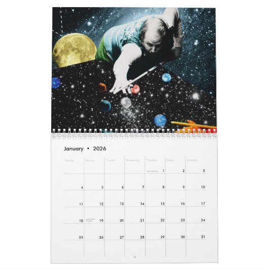 Collage - Retro Fiction Calendar Kalender (Jan 2026)