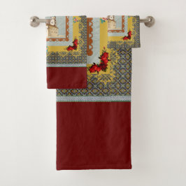 collage Retro met kant en bloemen Bad Handdoek