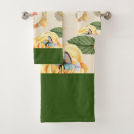 collage Retro met kant en bloemen Bad Handdoek