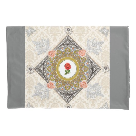 collage Retro met kant en bloemen Kussensloop (Voorkant-Links)