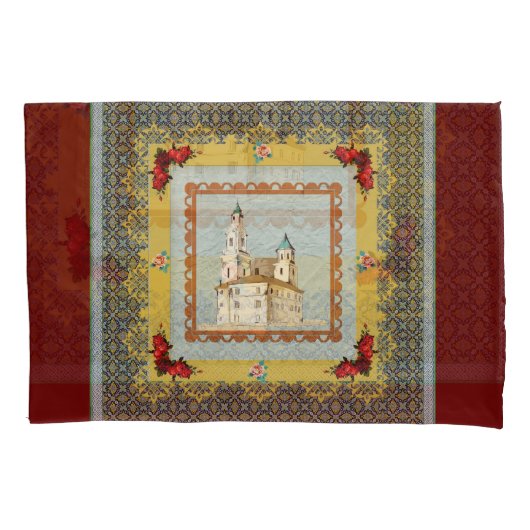  collage Retro met kant en bloemen Kussensloop (Voorkant-Links)