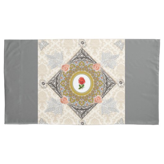  collage Retro met kant en bloemen Kussensloop (Voorkant-Links)