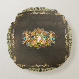 collage Retro met kant en bloemen Rond Kussen