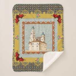 collage Retro met kant en bloemen Sherpa Deken