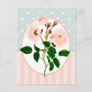collage roze roze botanische druk briefkaart