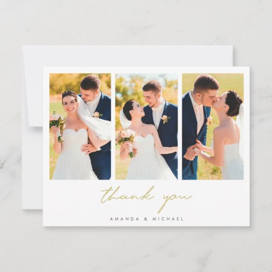 Collage Simple Elegant Modern Gold Wedding Bedankkaart (Voorkant)