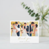 Collage Simple Elegant Modern Gold Wedding Bedankkaart (Staand voorkant)