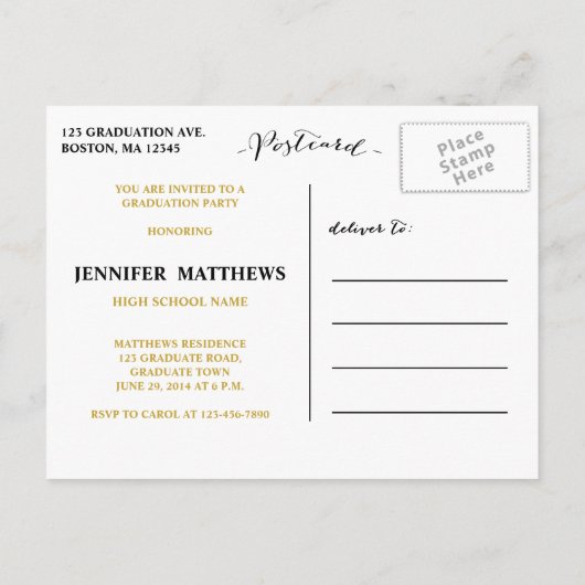 Collage simple | Invitation de la fête de graduati (Dos)