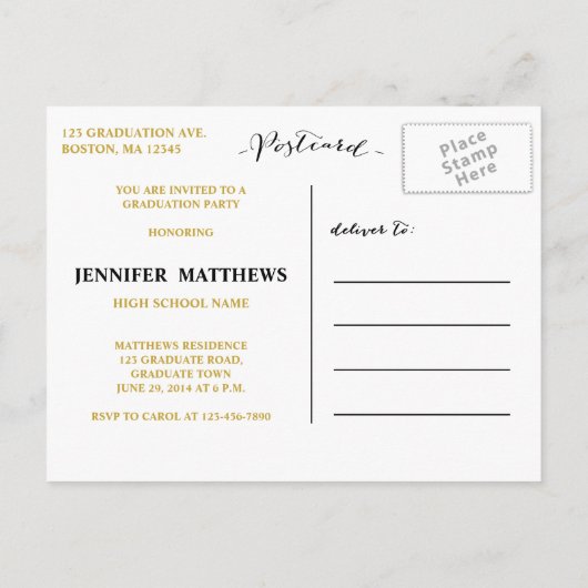 Collage simple | Invitation de la fête de graduati (Dos)