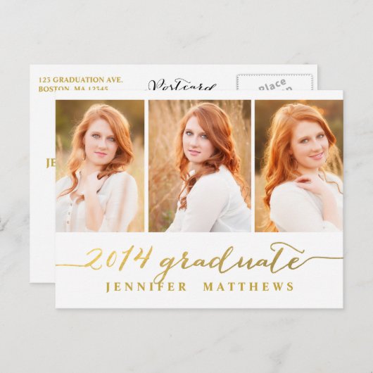 Collage simple | Invitation de la fête de graduati (Devant / Derrière)