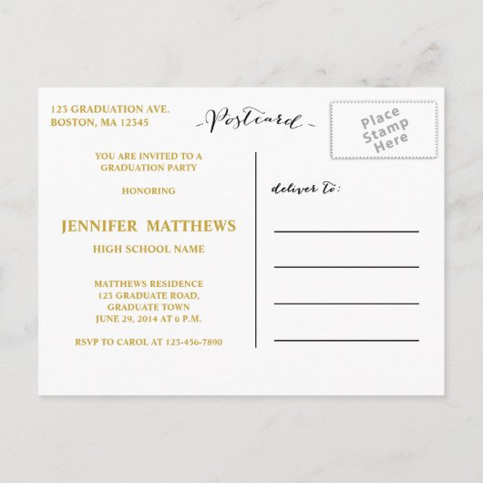 Collage simple | Invitation de la fête de graduati (Dos)