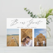 Collage Three Photos Be Our Guest Romantic Wedding Save The Date (Staand voorkant)