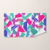 Collage Turquoise de brosse rose rose moderne Arts (Serviette à main)