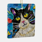 Collage Tuxedo Cat Keramisch Ornament (Rechts)