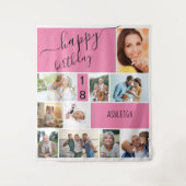 Collage van 10 foto's op maat Roze voor elke leeft Wandkleed (Voorkant)