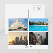 Collage van 4 foto's in het briefkaart van Qatar (Voorkant / Achterkant)