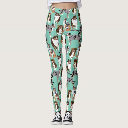 Collage van Australische herders Aussie Honden Leggings (Voorkant)