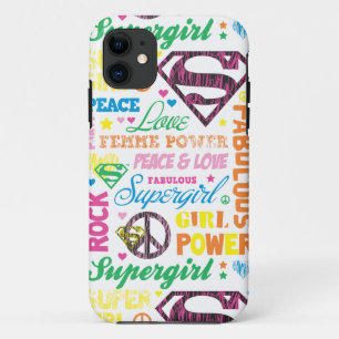Collage van de Tekst van Supergirl de Kleurrijke iPhone 11 Hoesje