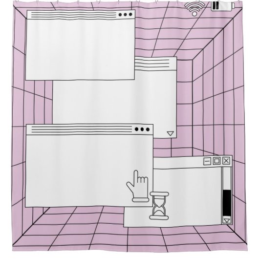 Collage van gebruikersinterfaceelementen. Cyberpun Douchegordijn (Voorkant)