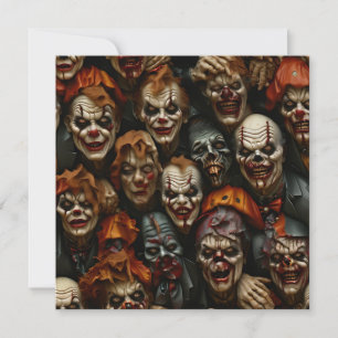 Collage van griezelige zombie-clowns feestdagenkaart